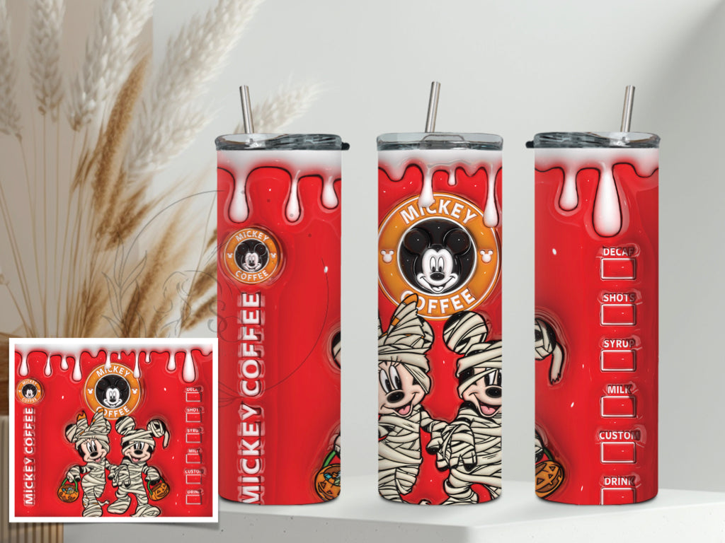 T139 Tranfer De Sublimacion Minnie y Micky halloween rojo