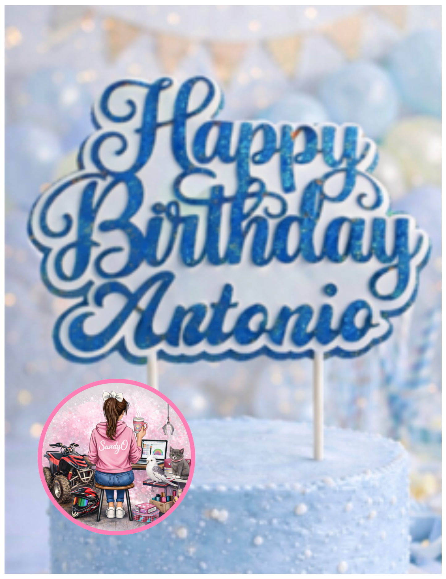 Happy Birthday Cake Topper – Personalized Name