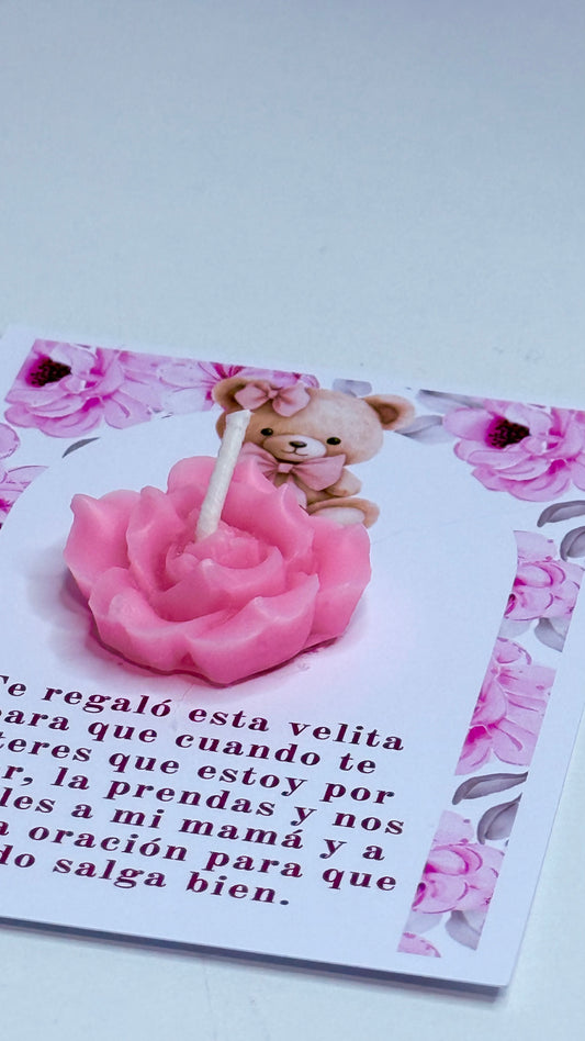 Tarjeta con velita de osito — Detalle tierno para baby shower o embarazo 💕 | C2
