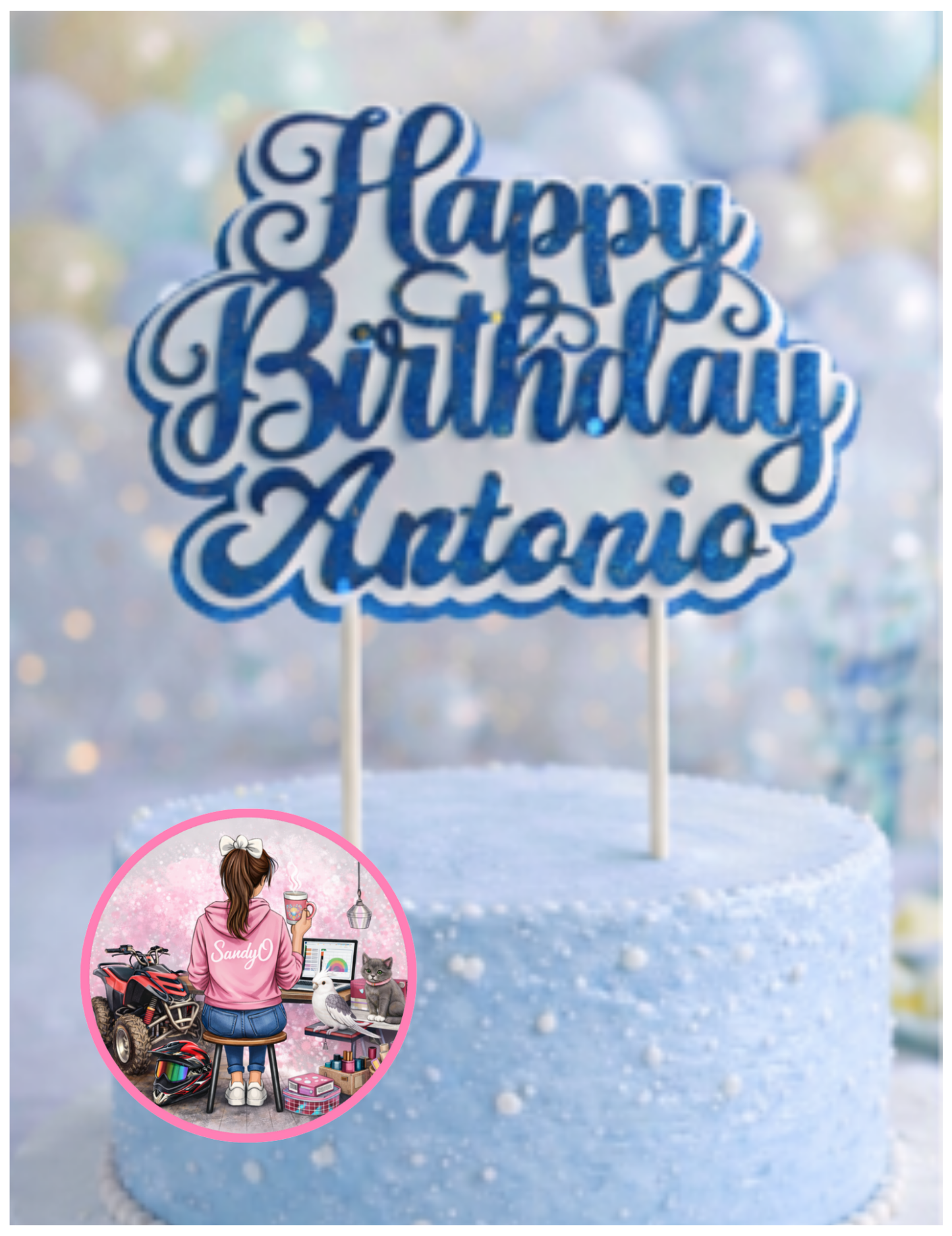 Happy Birthday Cake Topper – Personalized Name