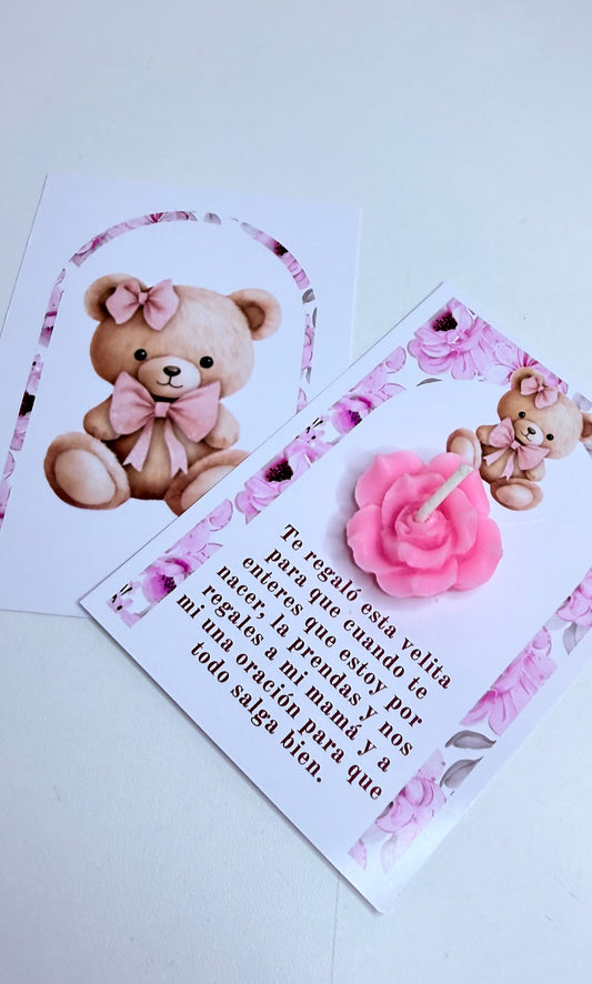 Tarjeta con velita de osito — Detalle tierno para baby shower o embarazo 💕 | C2