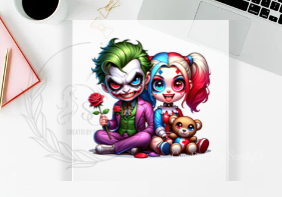 D62 DTF TRASFERS | Pareja de Harley Quinn