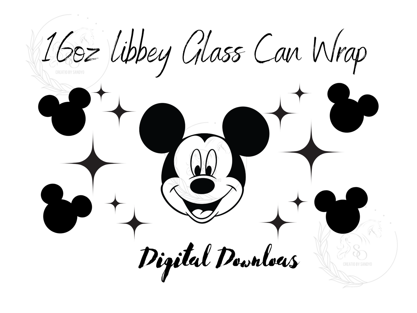 P2 Mickey Mouse 16oz Libbey Glass Can Wrap