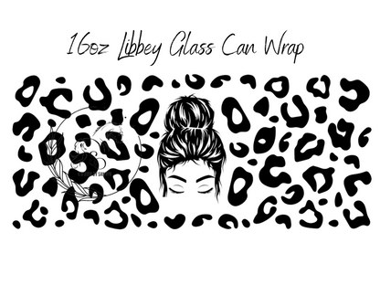 G6 Leopardo Print 16oz libbey Glass Wrap