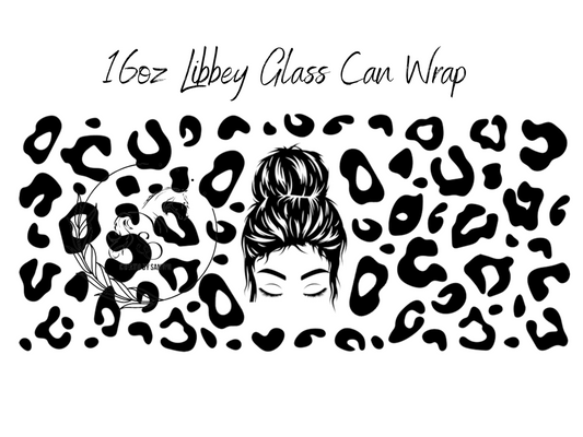 G6 Leopardo Print 16oz libbey Glass Wrap