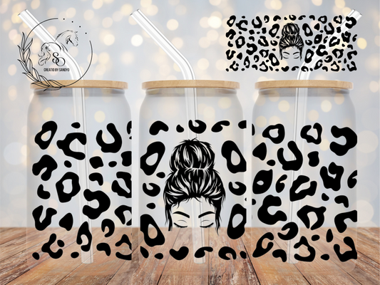 G6 Leopardo Print 16oz libbey Glass Wrap
