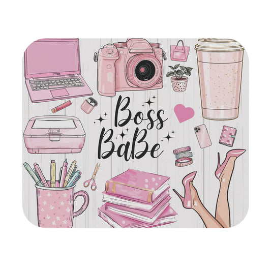 Boss Babe Pink Desk Mouse Pad — Girly Office Accessories