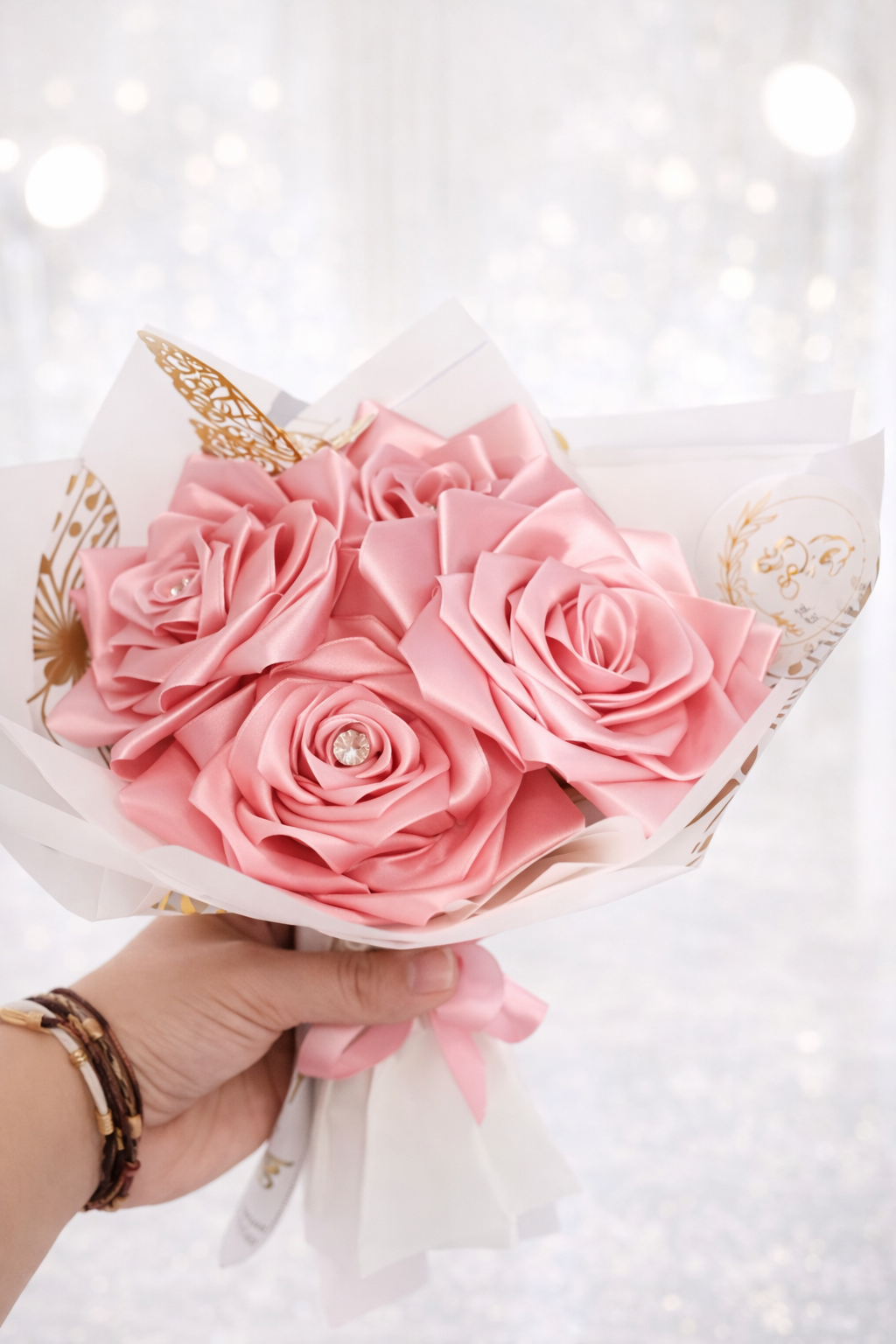Bouquet of Eternal Roses, Satin Pink