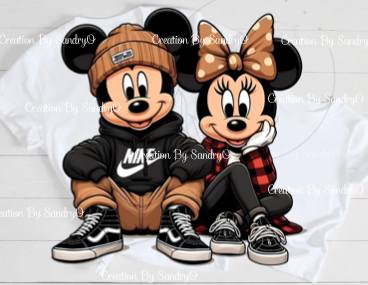 DIGITAL DOWNLOAD| Minnie and Mickey (BROWN) | PNG FILE | P4