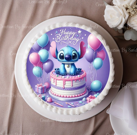 S28 | Decoación Comestible para tortas | Fiesta | Stitch