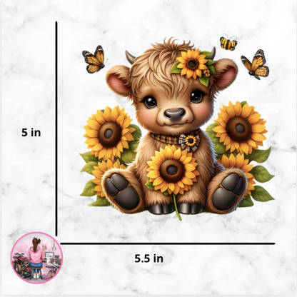 Sunflower Cute Bear 5 in x 5.5 in - DTF TRANSFERENCIA