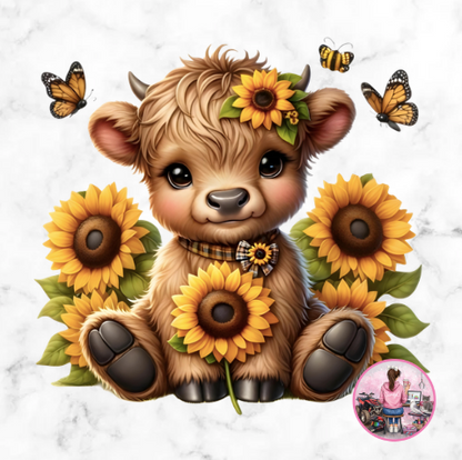 Sunflower Cute Bear 5 in x 5.5 in - DTF TRANSFERENCIA