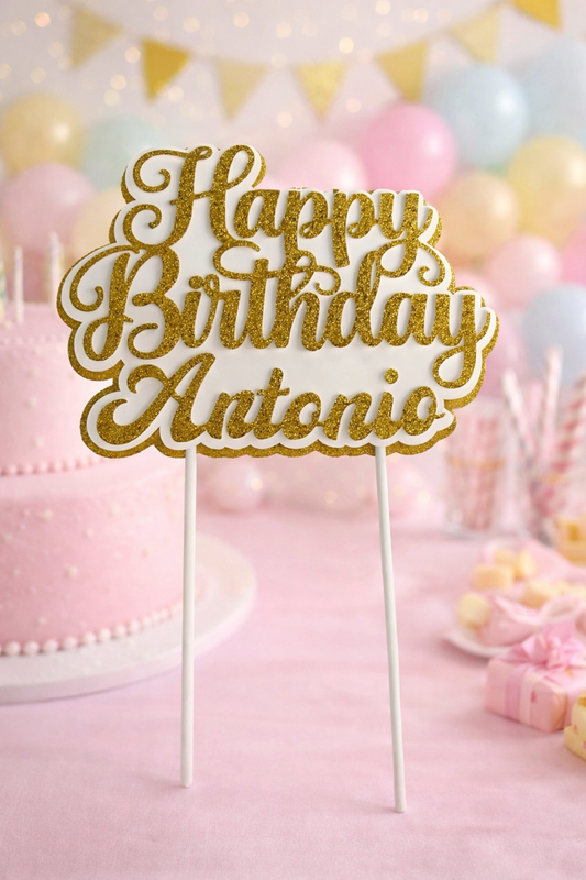 Happy Birthday Cake Topper – Personalized Name