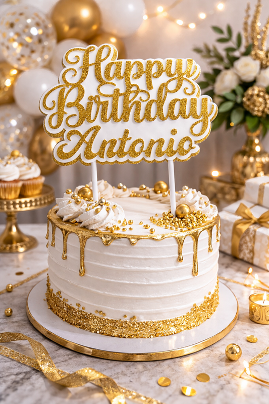 Happy Birthday Cake Topper – Personalized Name