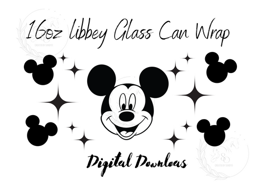 P2 Mickey Mouse 16oz Libbey Glass Can Wrap