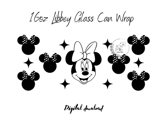 P3 Minnie Mouse 16oz Libbey Glass Can Wrap