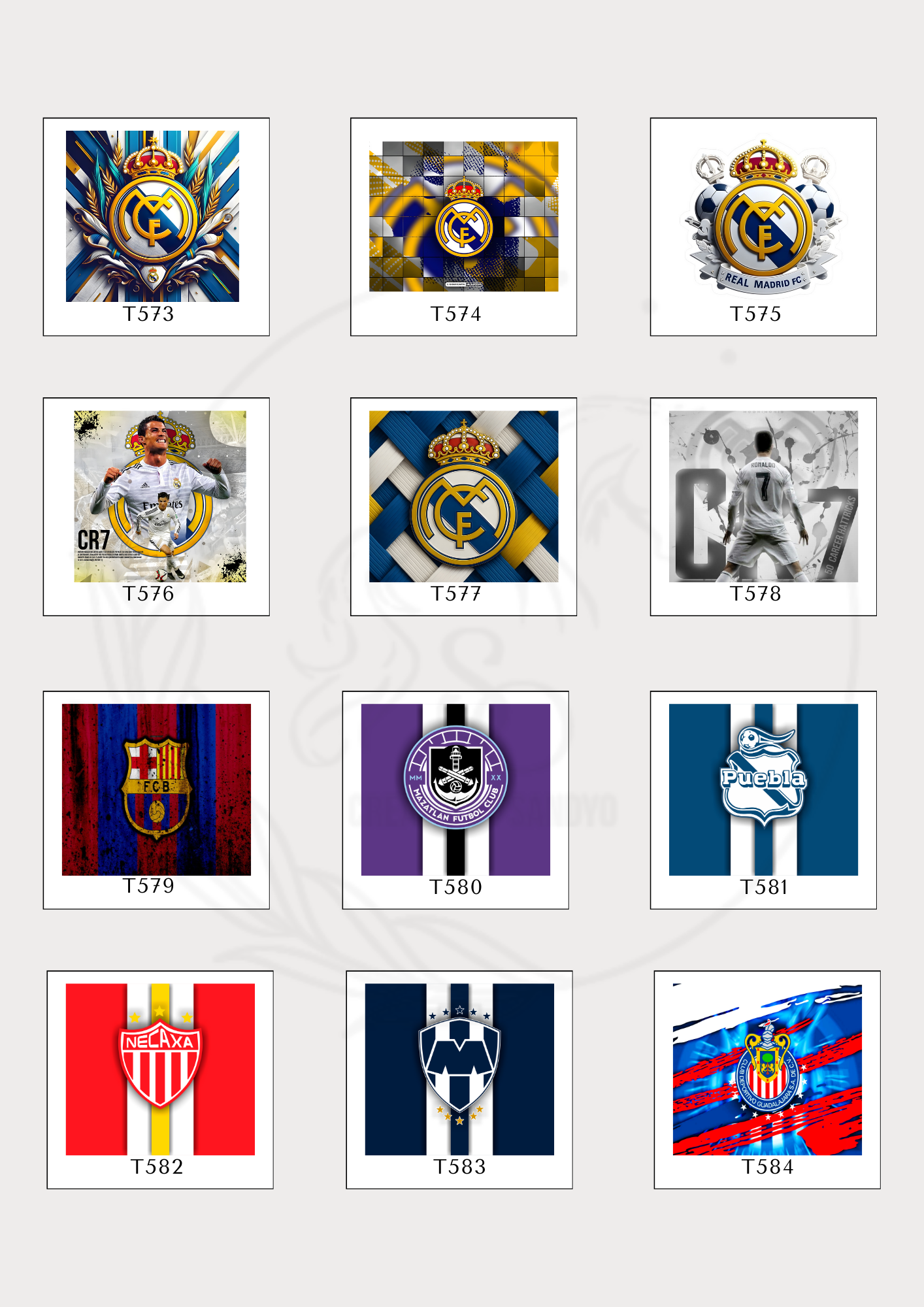 T573 - DEPORTES- REAL MADRID, PUEBLA, CHIVAS, BARCELONA, AMERICA, MAZATLAN, MONTERREY, NECAXA ETC
